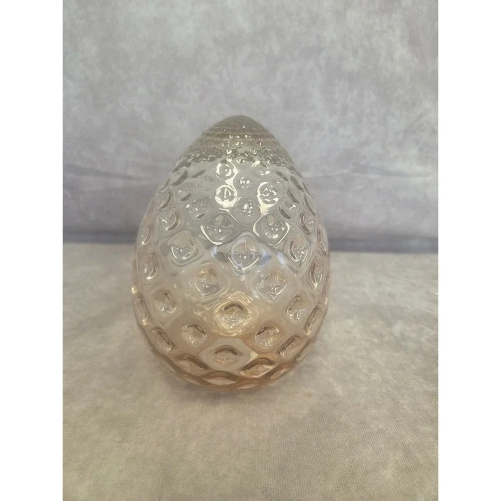 Glass Pinecone Candle Holder Amber Textured Rustic Farmhouse Accent Decor